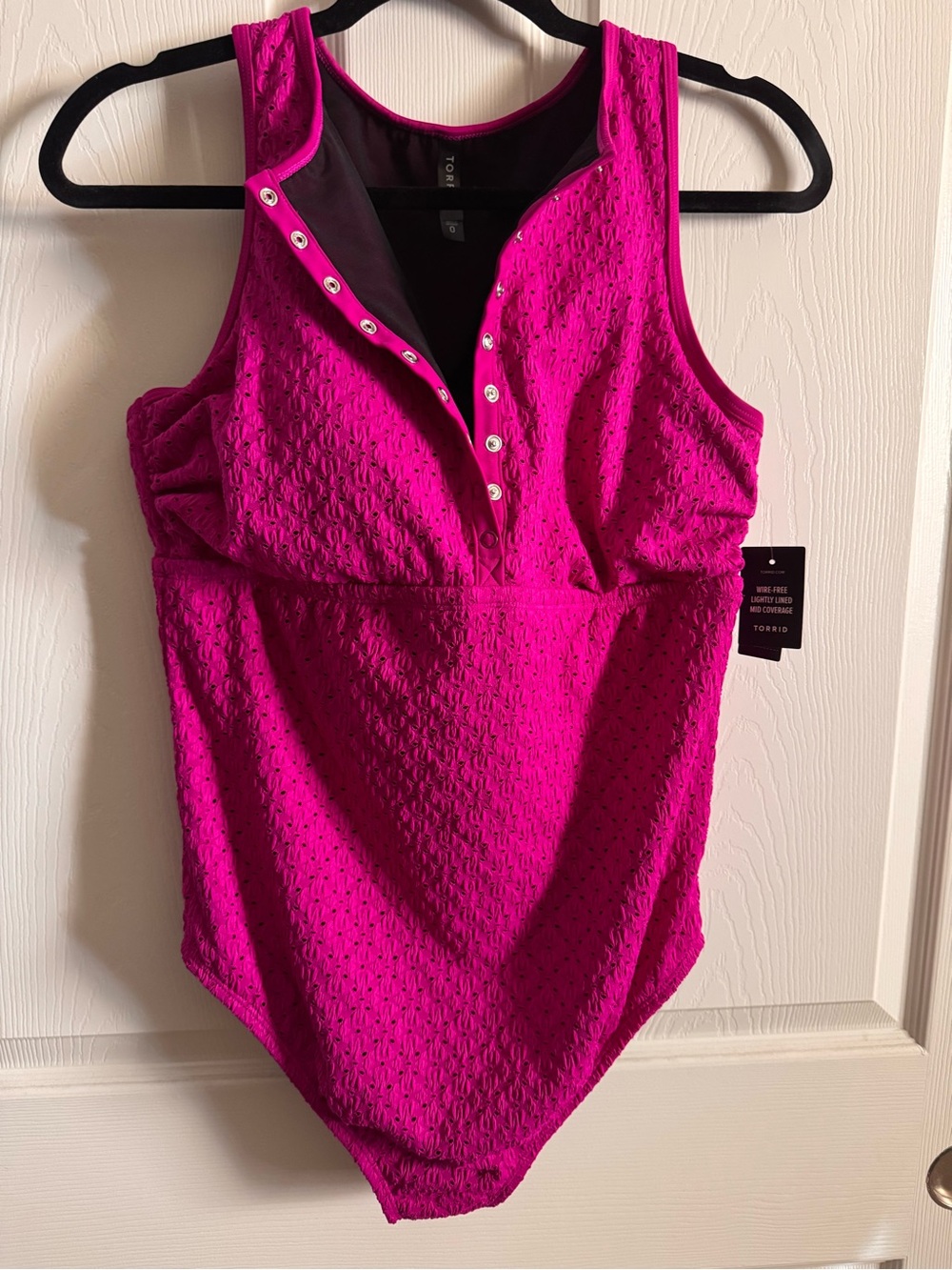 Torrid Hot Pink Textured Snap-Front Swimsuit